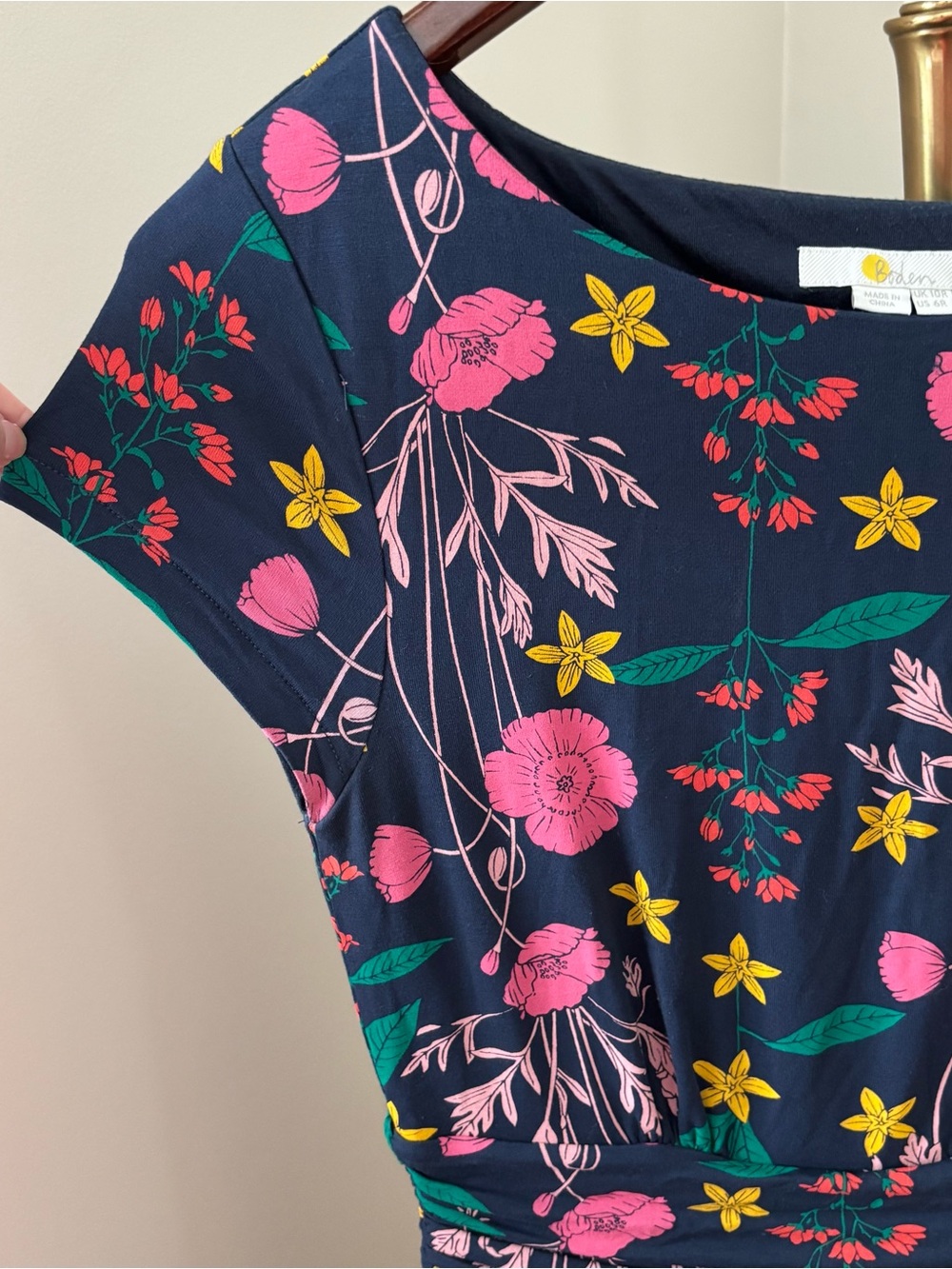 Boden Clarissa Forest Garden Charm Green Blue Sleeveless Midi Dress Size 6 - Picture 6 of 10